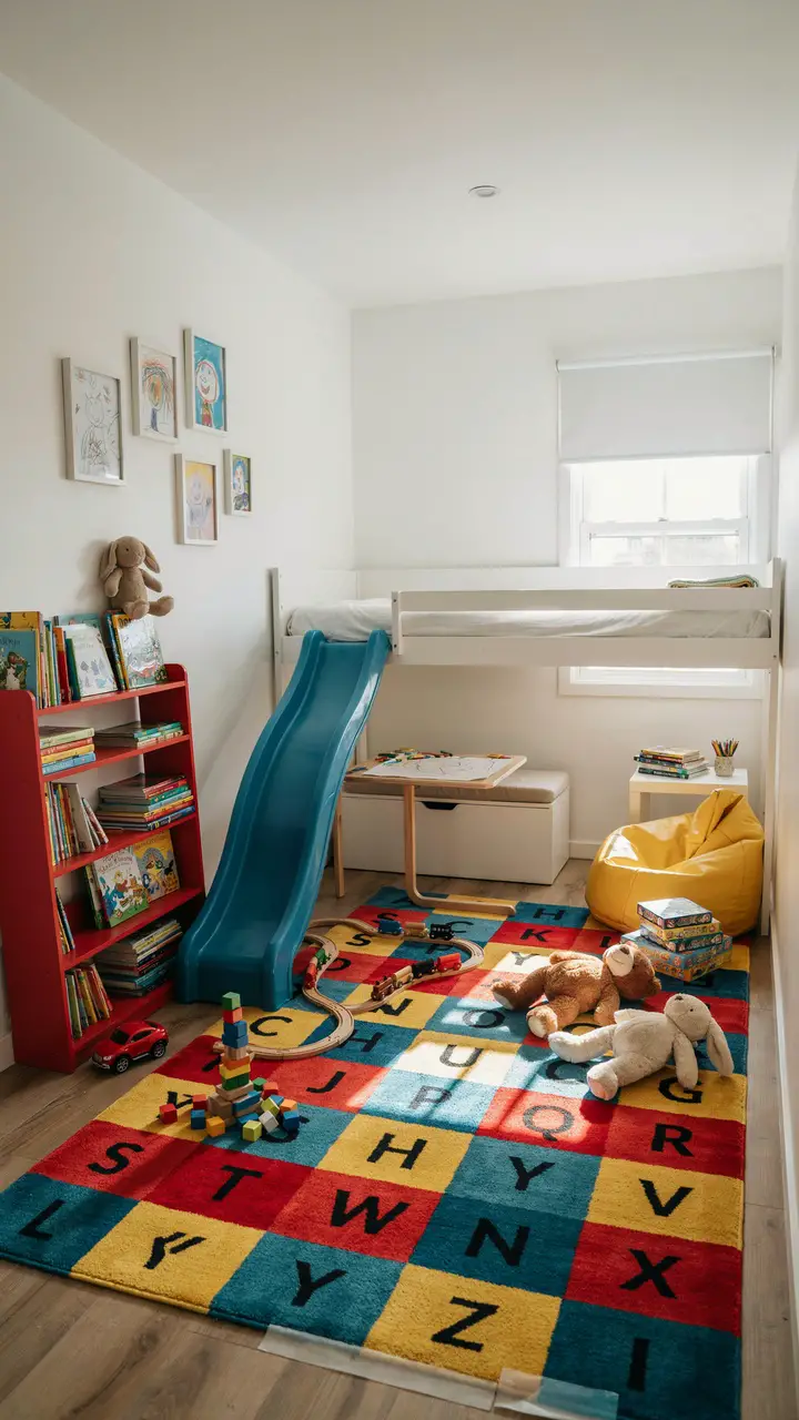 Bold Primary Color Playroom-Bedroom Hybrid