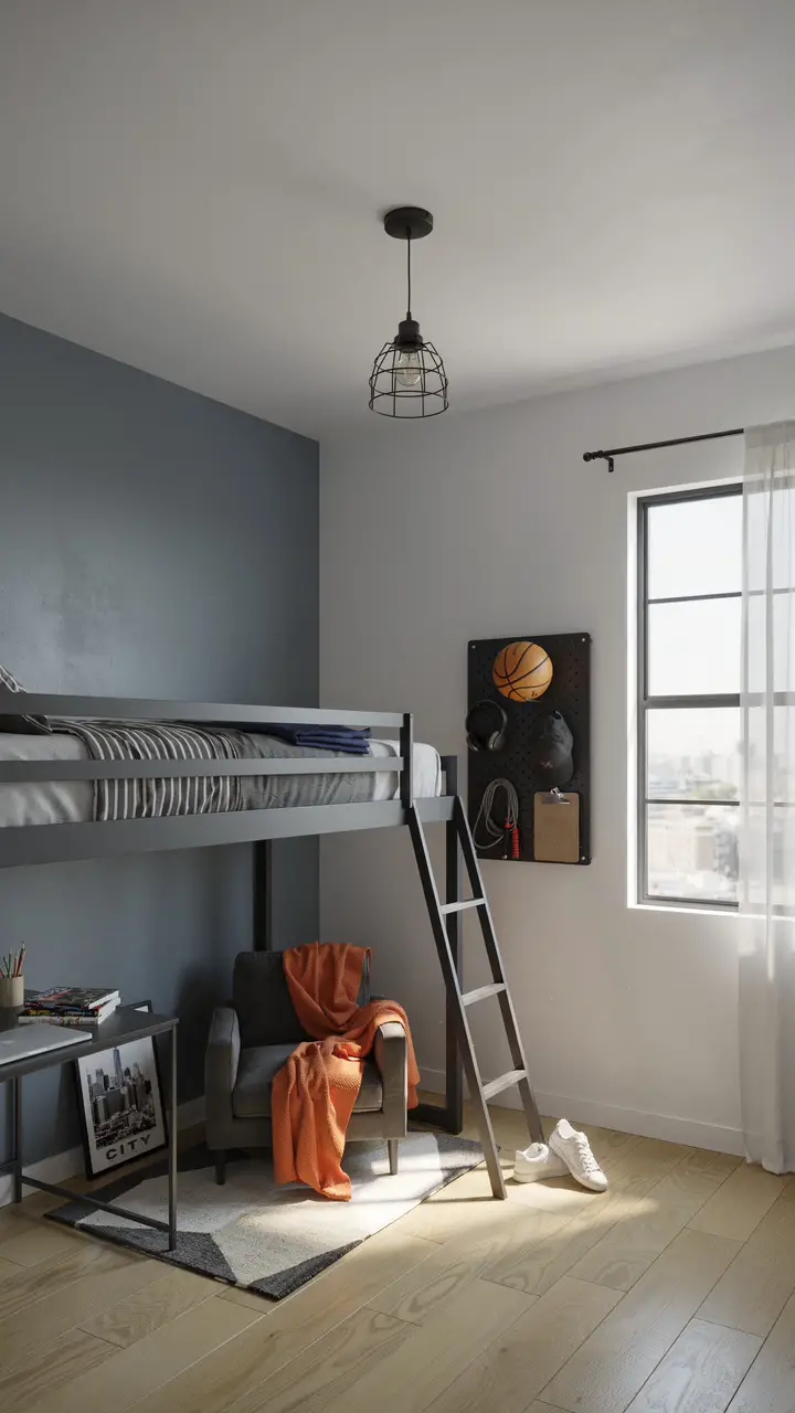 Slate Gray With Bold Accent Wall — Edgy Without Being Dark
