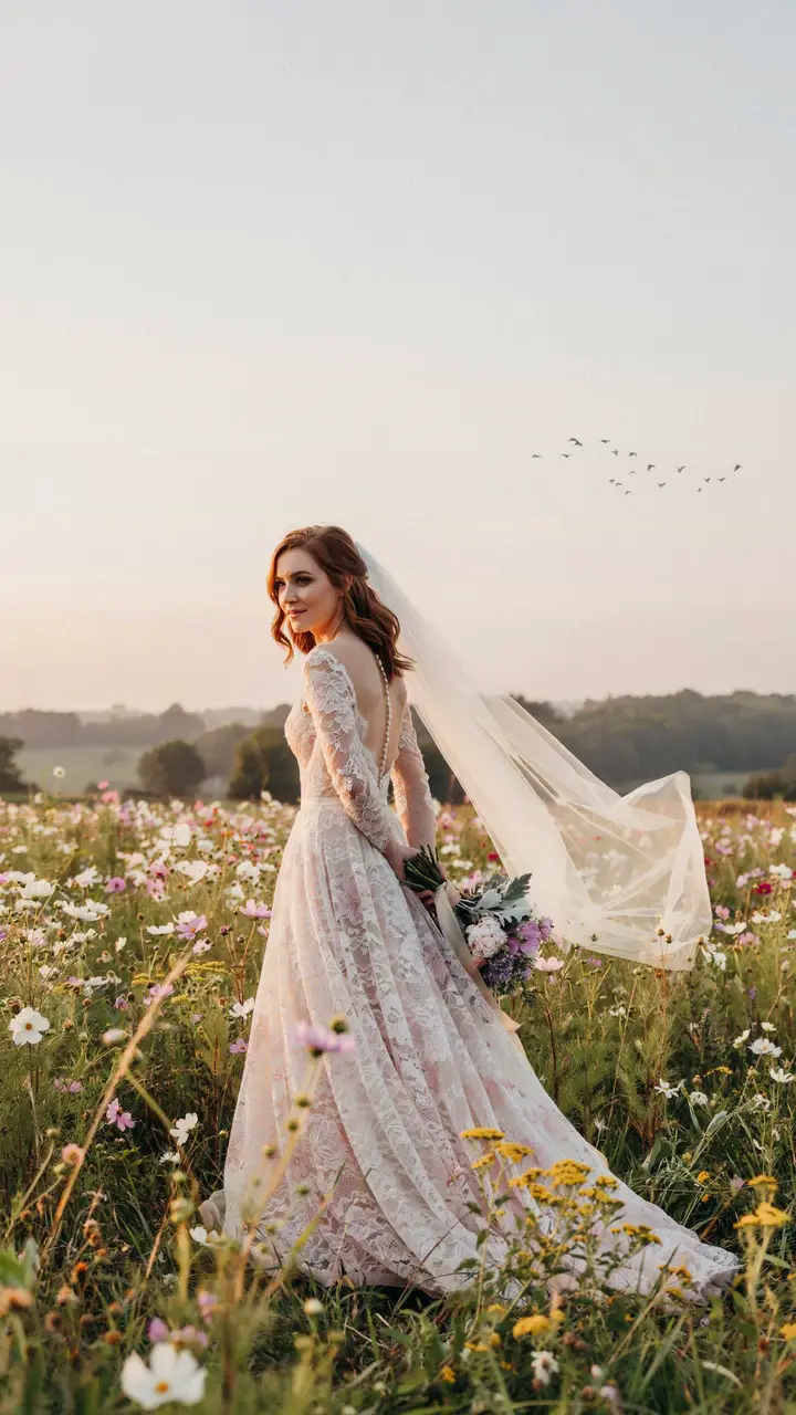 The Blush Pink Lace Princess Gown — Romantic and Ethereal