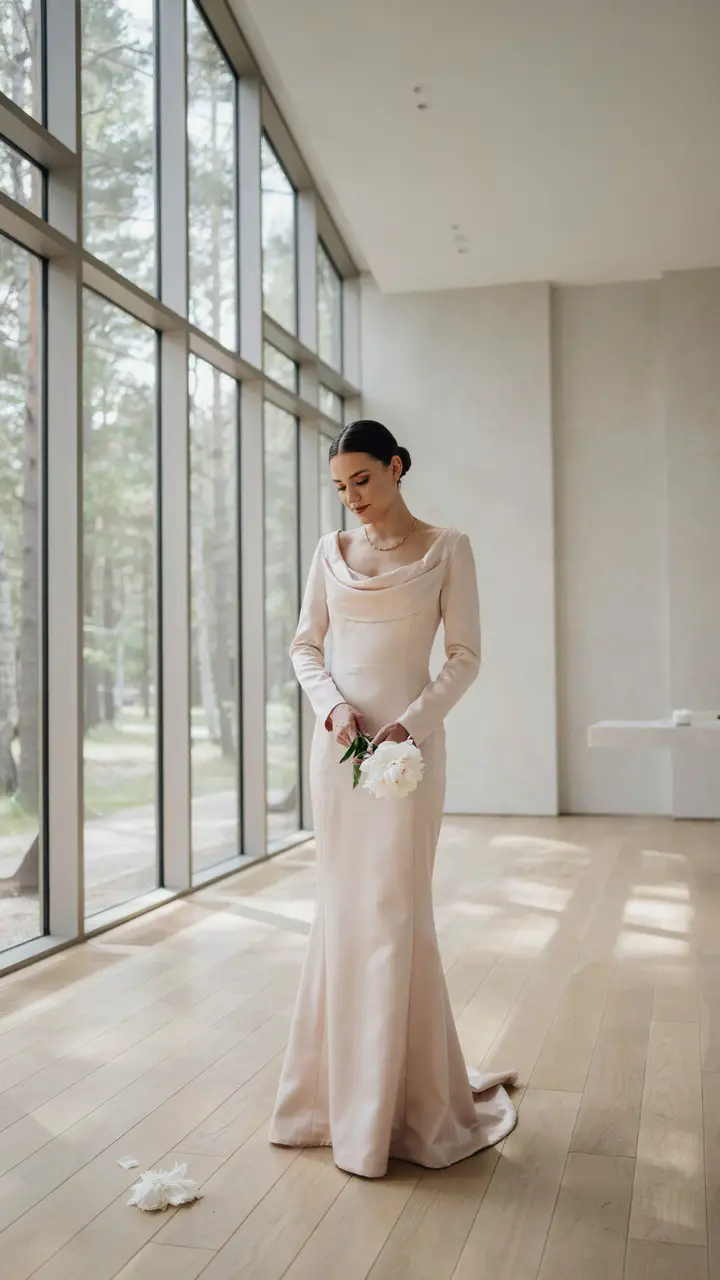 The Pale Pink Minimalist Princess Gown — For the Bride Who Does “Less Is More”