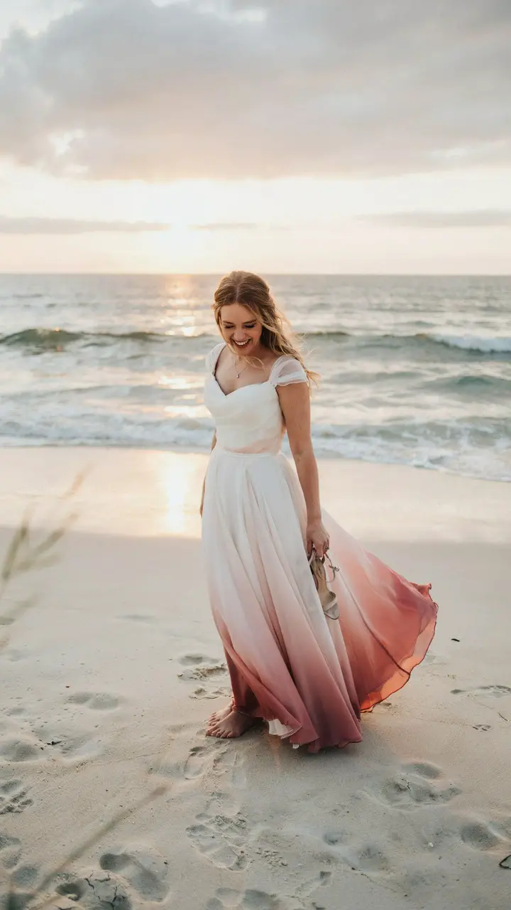 The Pink Ombre Wedding Gown — Where White Meets Rose in Pure Magic
