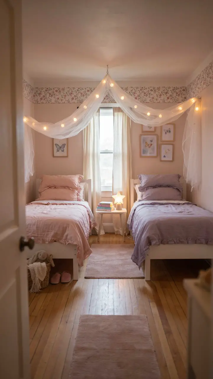Twin Beds with a Shared Canopy Moment