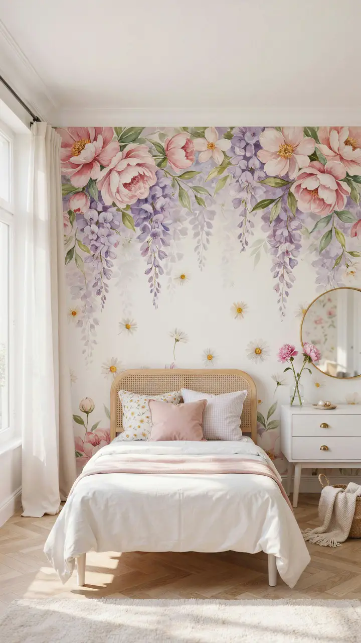 Dreamy Floral Accent Wall with Peel-and-Stick Wallpaper