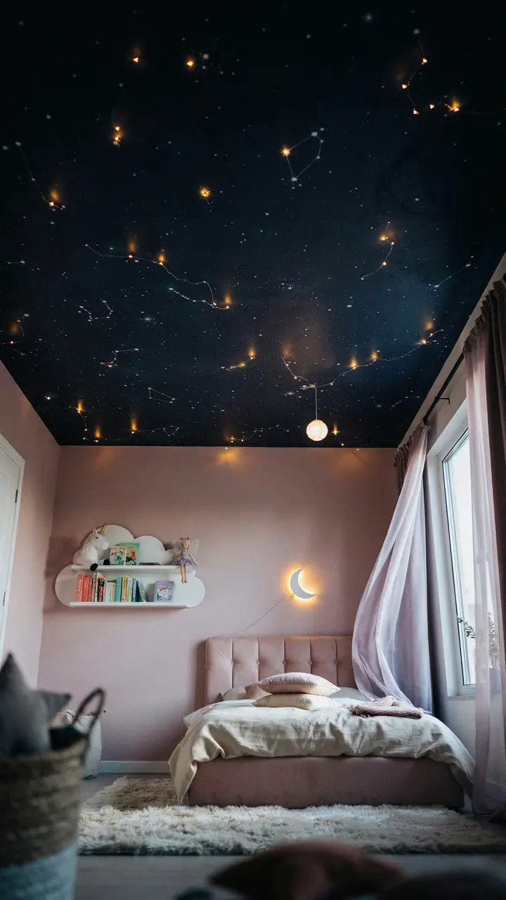 Twinkle Light Ceiling That Looks Like a Night Sky