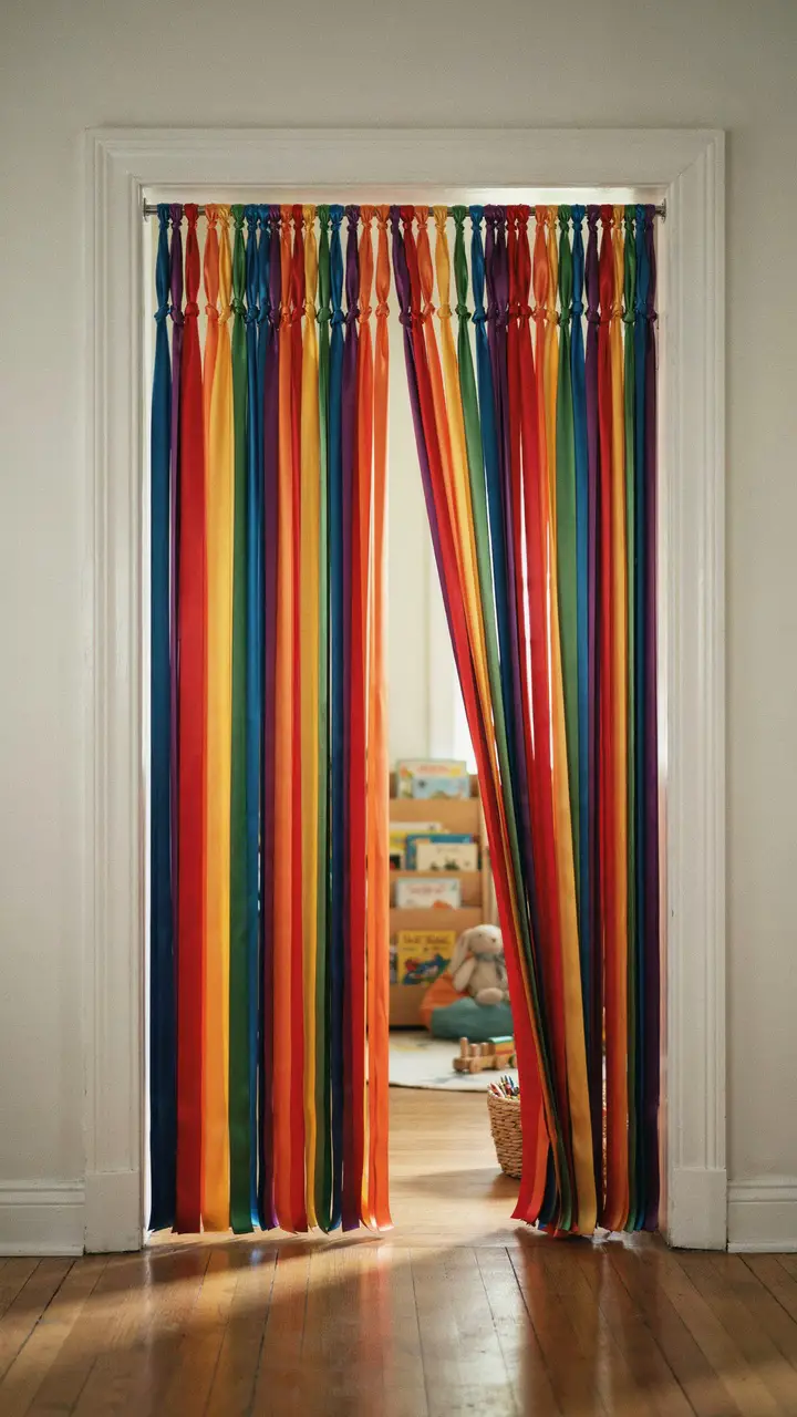 Budget Rainbow Ribbon Curtain Room Divider