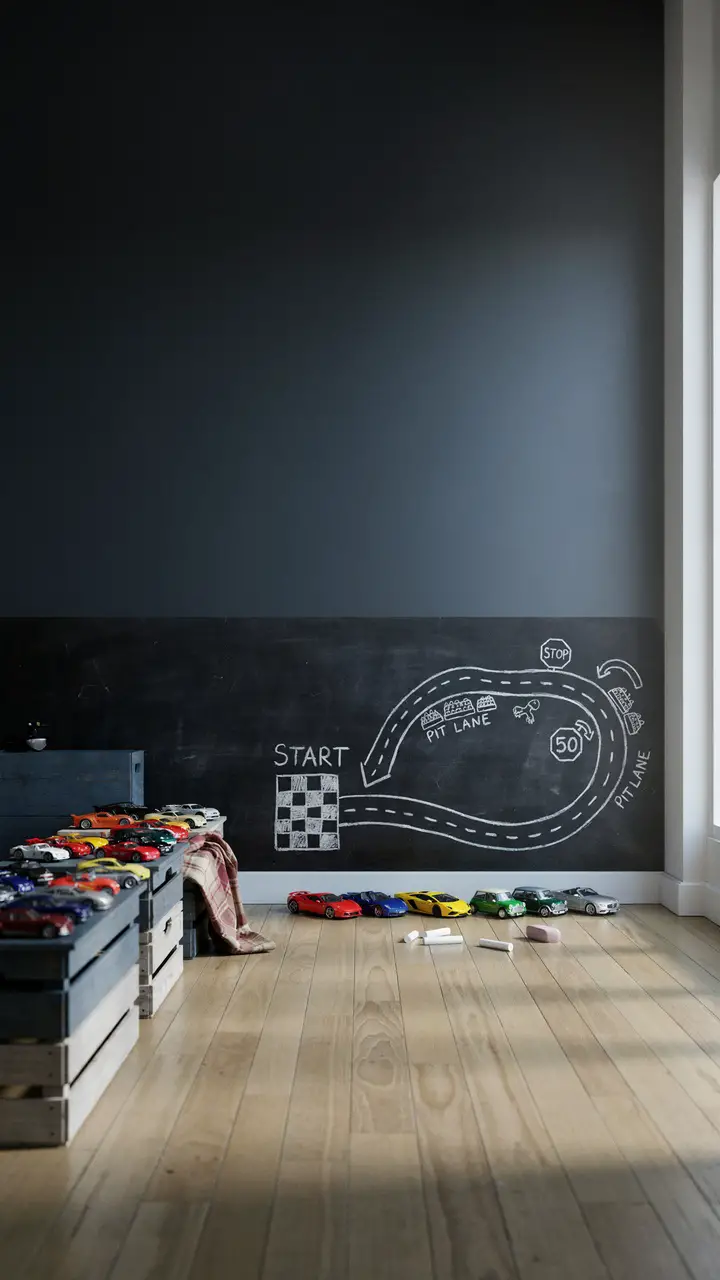 DIY Chalkboard Race Track Wall