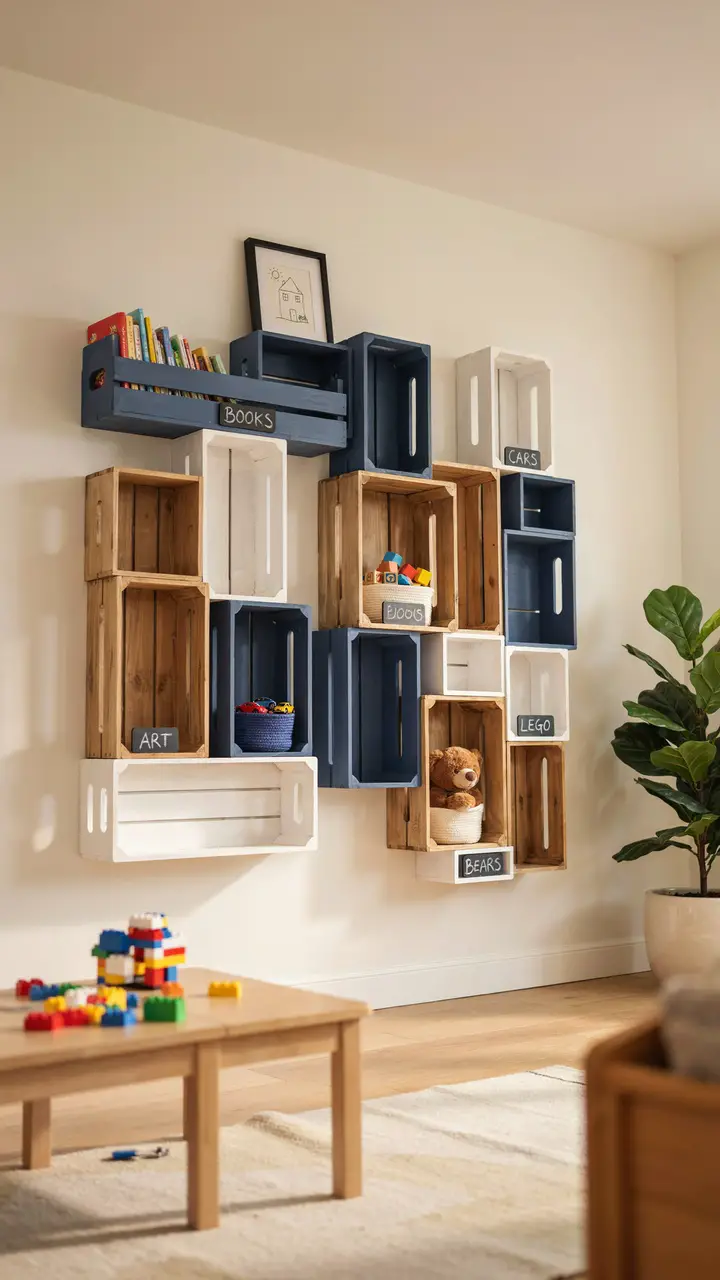 DIY Crate Storage Wall