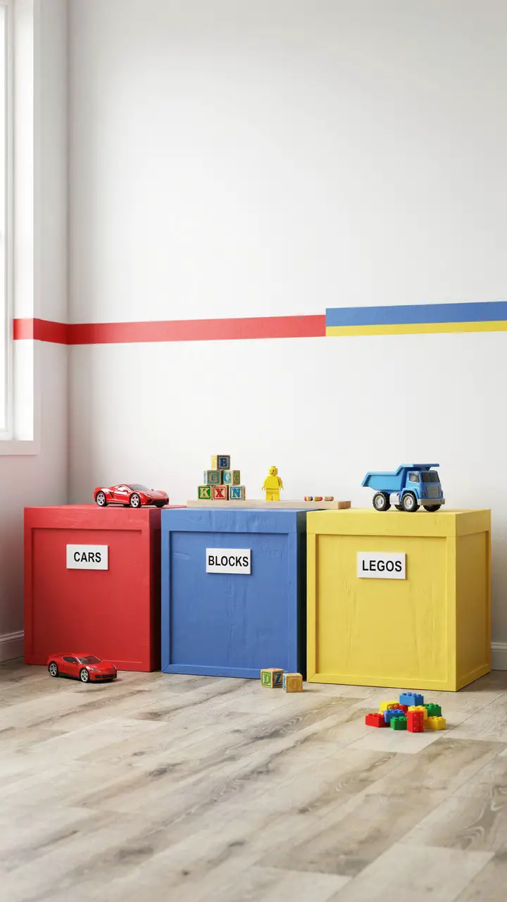 DIY Painted Wooden Toy Storage Bins