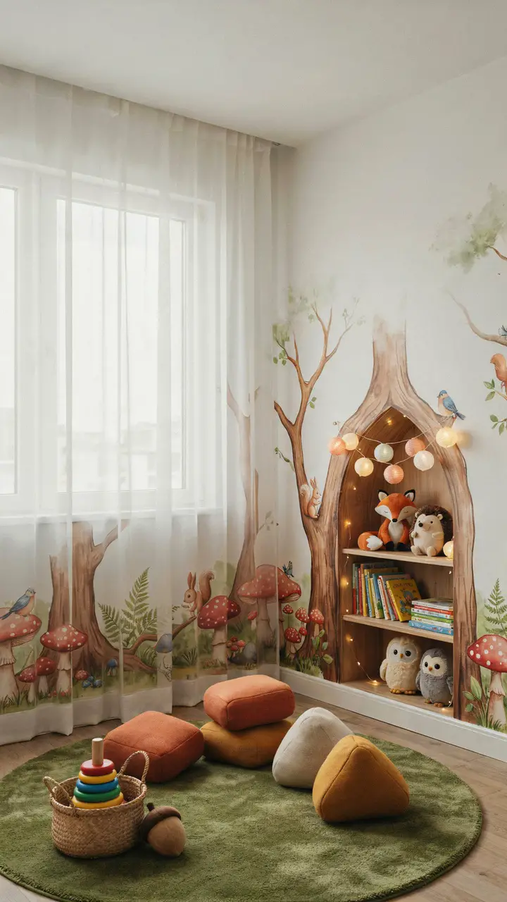 Enchanted Mushroom Forest Floor with Cozy Nook