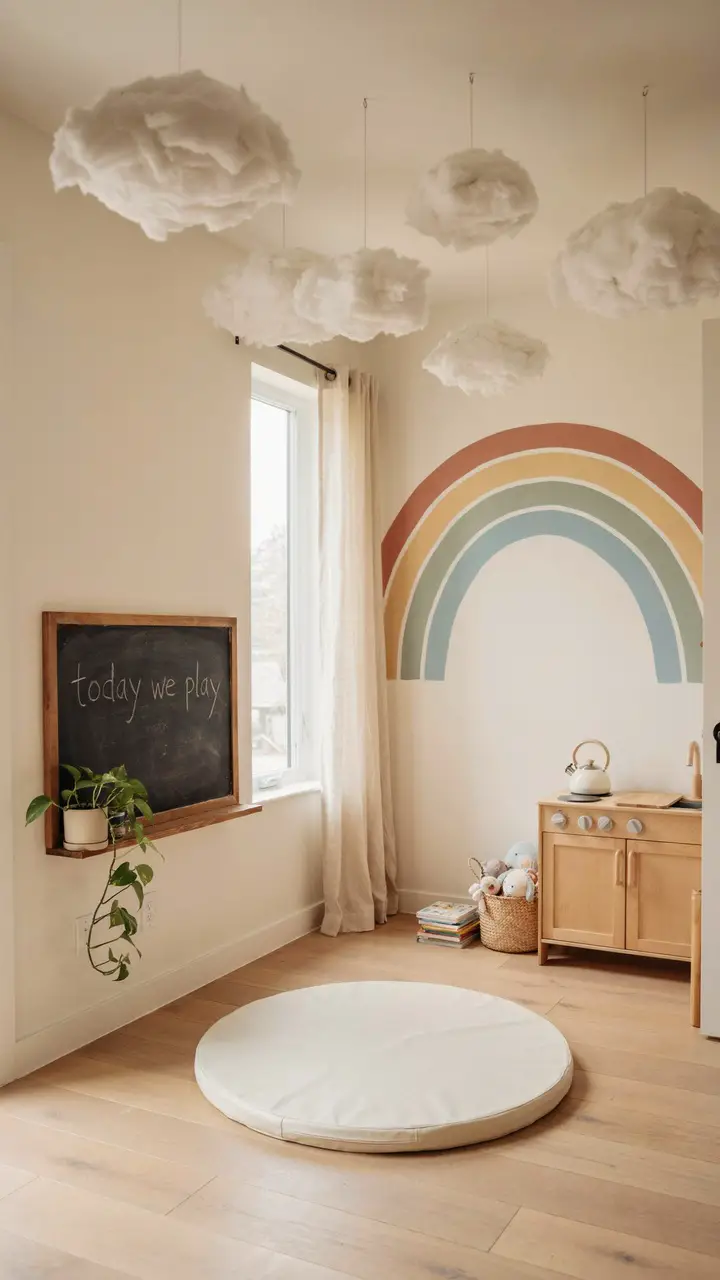 Floating Cloud Ceiling with Rainbow Arch Wall