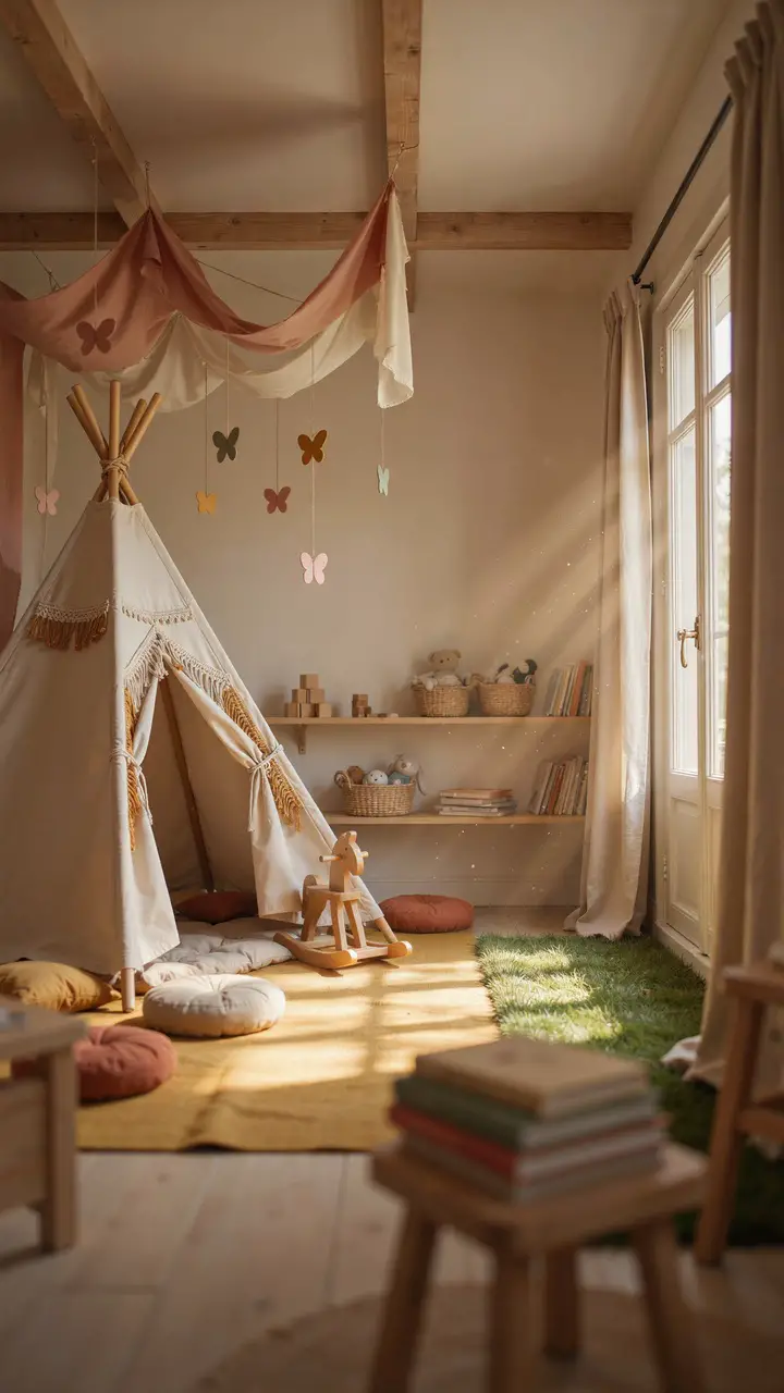 Golden Meadow with Teepee and Butterfly Canopy