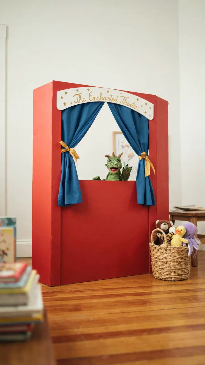 Homemade Puppet Show Theater from a Cardboard Box