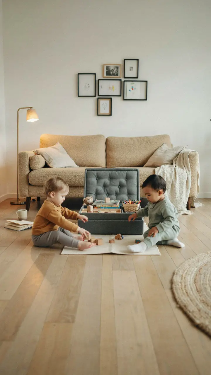 Ottoman Storage as Play Zone Anchor
